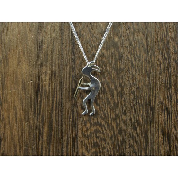 Jewelry - 16" Sterling Silver Kokopelli Idol Pendant Necklace Vintage Minimalist Everyday
